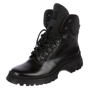 Prada Leather Vibram Lug Sole Combat Hiking Boots
